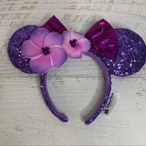 Authentic Disney Parks Minnie Ears - Aulani Hawaii - Purple Sequin Plumeria